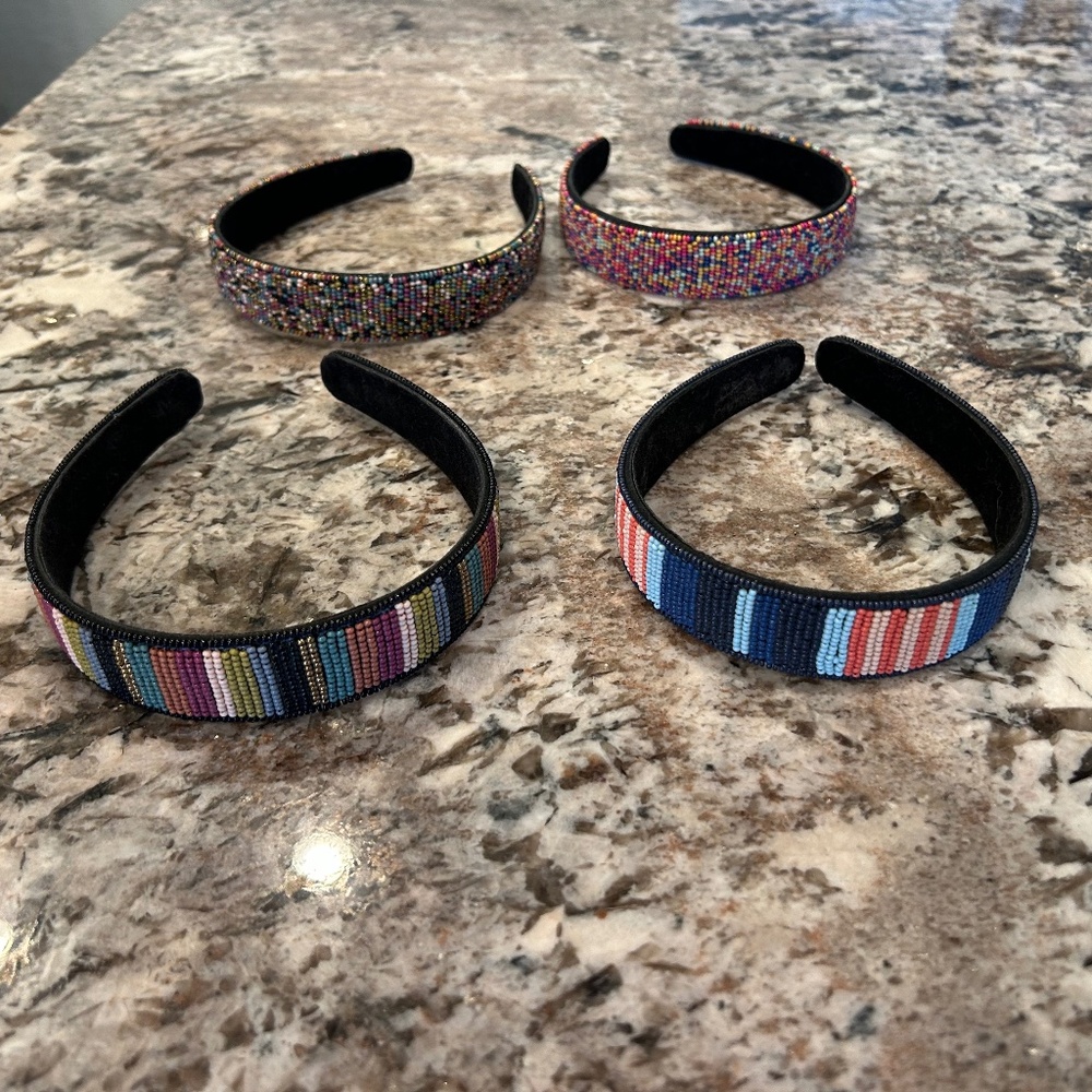 4 ink and alloy beaded head bands